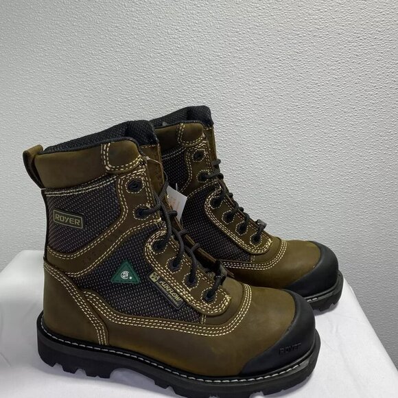 NEW ROYER 8" FLX Brown Composite Safety Toe Mens Size 9 Lace Up Leather Boot - Picture 3 of 6